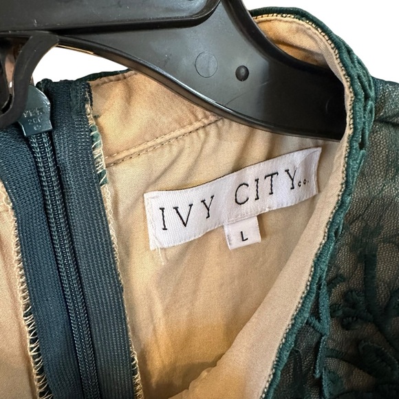 Hunter Green Lace Large Ivy City Co Sicily Lined Floral Midi Dress L Fall Fancy - Picture 4 of 13